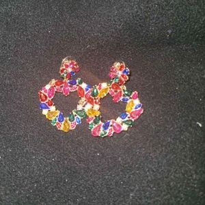 Rainbow diamond heart earrings eyecandy